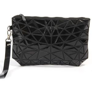 Glossy Geometric Clutch Bag (black)
